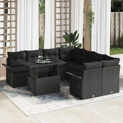vidaXL Gartensofa-set 9 stk. Schwarz Poly-Rattan Schwarz vidaXL Gartensofa-set 9 stk. Schwarz Poly-Rattan Schwarz