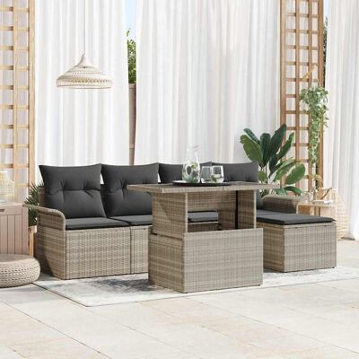 vidaXL Gartensofa-set 6 Stk. Hellgrau Poly-Rattan Hellgrau vidaXL Gartensofa-set 6 Stk. Hellgrau Poly-Rattan Hellgrau