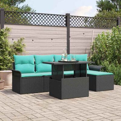 vidaXL Gartensofa-set 6 Stk. Schwarz Poly-Rattan Schwarz vidaXL Gartensofa-set 6 Stk. Schwarz Poly-Rattan Schwarz