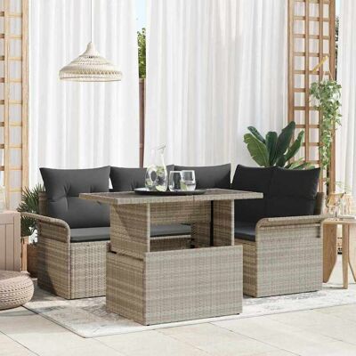 vidaXL Gartensofa-set 5 Stk. Hellgrau Poly-Rattan Hellgrau vidaXL Gartensofa-set 5 Stk. Hellgrau Poly-Rattan Hellgrau