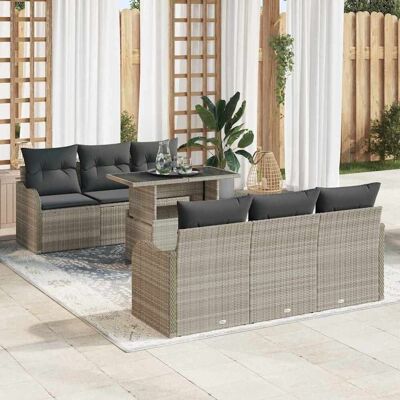 vidaXL Gartensofa-set 7 Stk. Hellgrau Poly-Rattan Hellgrau vidaXL Gartensofa-set 7 Stk. Hellgrau Poly-Rattan Hellgrau