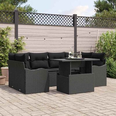vidaXL Gartensofa-set 7 Stk. Schwarz Poly-Rattan Schwarz vidaXL Gartensofa-set 7 Stk. Schwarz Poly-Rattan Schwarz