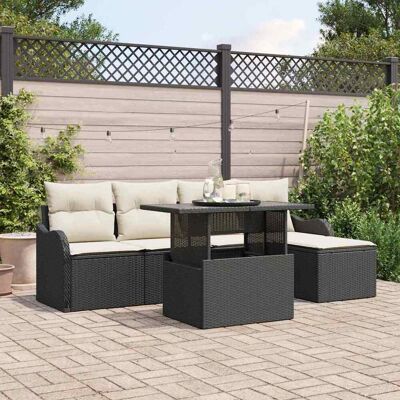 vidaXL Sitzgruppe für den Outdoor 6 stk. Schwarz Poly Rattan Schwarz vidaXL Sitzgruppe für den Outdoor 6 stk. Schwarz Poly Rattan Schwarz