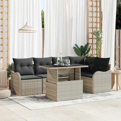 vidaXL Essgruppe 6 stk. Hellgrau Poly Rattan Hellgrau vidaXL Essgruppe 6 stk. Hellgrau Poly Rattan Hellgrau