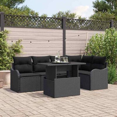 vidaXL Essgruppe 6 Stk. Schwarz Poly Rattan Schwarz vidaXL Essgruppe 6 Stk. Schwarz Poly Rattan Schwarz