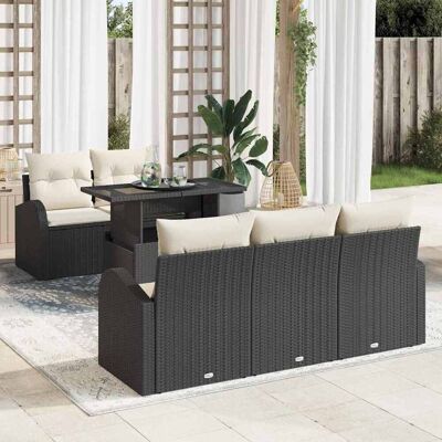 vidaXL Gartensofa-set 6 Stk. Schwarz Poly Rattan Schwarz vidaXL Gartensofa-set 6 Stk. Schwarz Poly Rattan Schwarz