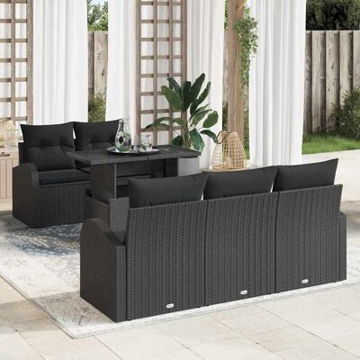 vidaXL Gartensofa-set 6 Stk. Schwarz Poly Rattan Schwarz vidaXL Gartensofa-set 6 Stk. Schwarz Poly Rattan Schwarz