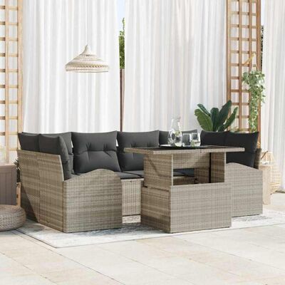 vidaXL Gartensofa-set 7 Stk. Hellgrau Poly Rattan Hellgrau vidaXL Gartensofa-set 7 Stk. Hellgrau Poly Rattan Hellgrau