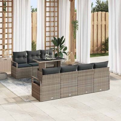 vidaXL Gartensofa-set 8 stk. 7-Sitzanzahl Grau Poly-Rattan Grau vidaXL Gartensofa-set 8 stk. 7-Sitzanzahl Grau Poly-Rattan Grau