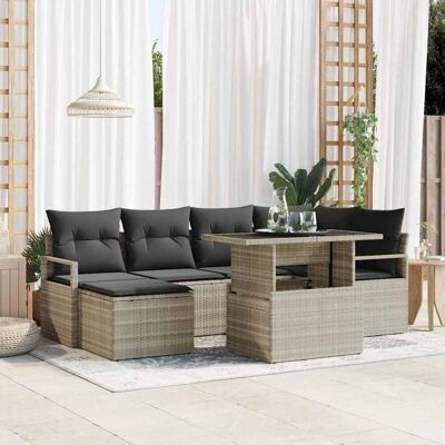 vidaXL Gartensofa-set 7 Stk. Hellgrau Poly-Rattan Hellgrau vidaXL Gartensofa-set 7 Stk. Hellgrau Poly-Rattan Hellgrau
