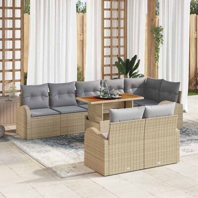 vidaXL Garten-Sofa-Set 9 Stk. Beige und Hellgrau Beige vidaXL Garten-Sofa-Set 9 Stk. Beige und Hellgrau Beige