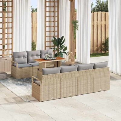 vidaXL Garten-Sofa-Set 8 stk. 7-Sitzanzahl Beige und Grau Beige vidaXL Garten-Sofa-Set 8 stk. 7-Sitzanzahl Beige und Grau Beige