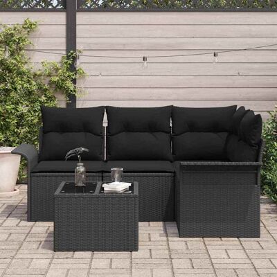 vidaXL Gartensofa-set 5 Stk. Schwarz Poly-Rattan Schwarz vidaXL Gartensofa-set 5 Stk. Schwarz Poly-Rattan Schwarz