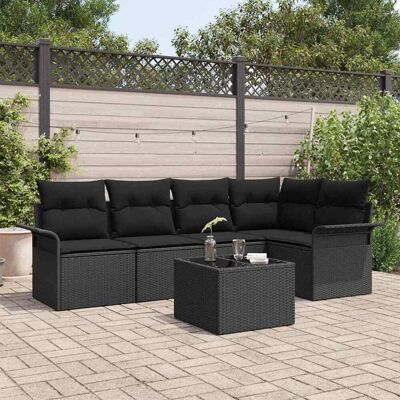 vidaXL Gartensofa-set 6 Stk. Schwarz Poly-Rattan Schwarz vidaXL Gartensofa-set 6 Stk. Schwarz Poly-Rattan Schwarz