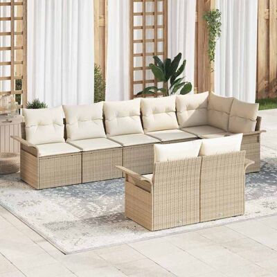 vidaXL Gartensofa-set mit Speicher 8 pcs Beige Poly-Rattan Beige vidaXL Gartensofa-set mit Speicher 8 pcs Beige Poly-Rattan Beige