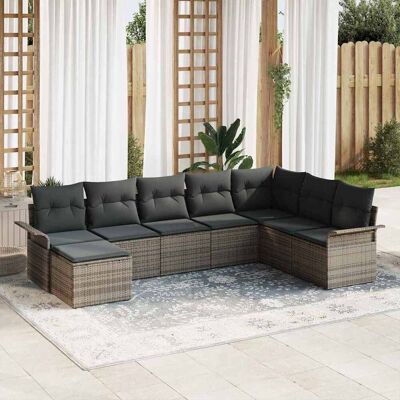 vidaXL Gartensofa-set 8 Stk. Grau Poly Rattan Grau vidaXL Gartensofa-set 8 Stk. Grau Poly Rattan Grau