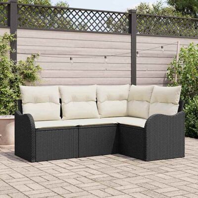 vidaXL Gartensofa-set 4 Stk. Schwarz Poly-Rattan Schwarz vidaXL Gartensofa-set 4 Stk. Schwarz Poly-Rattan Schwarz