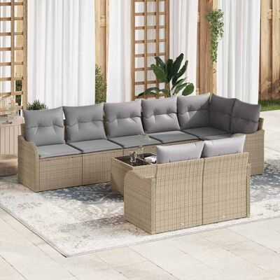 vidaXL Gartensofa-set 9 Stk. Beige und Hellgrau Poly-Rattan Beige vidaXL Gartensofa-set 9 Stk. Beige und Hellgrau Poly-Rattan Beige