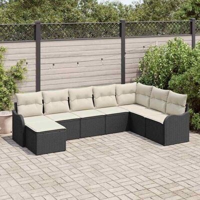 vidaXL Garten-Sofa-Set mit Kissen 8 pcs Schwarz und Weiß Poly Rattan Schwarz vidaXL Garten-Sofa-Set mit Kissen 8 pcs Schwarz und Weiß Poly Rattan Schwarz
