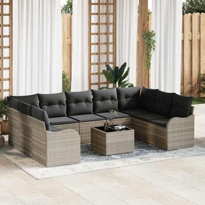 vidaXL Gartensofa-set 10 Stk. Hellgrau Poly-Rattan Hellgrau vidaXL Gartensofa-set 10 Stk. Hellgrau Poly-Rattan Hellgrau