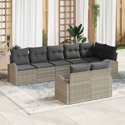 vidaXL Gartensofa-set 8 Stk. Hellgrau Poly-Rattan Hellgrau vidaXL Gartensofa-set 8 Stk. Hellgrau Poly-Rattan Hellgrau