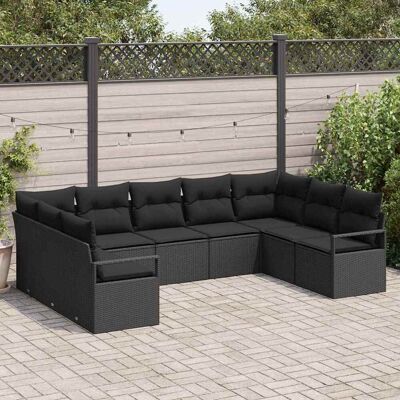 vidaXL Gartensofa-set 9 Stk. Schwarz Poly-Rattan Schwarz vidaXL Gartensofa-set 9 Stk. Schwarz Poly-Rattan Schwarz