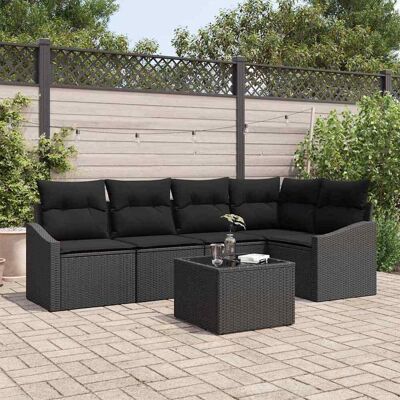 Vidaxl Schwarzes Gartensofa-Set - 6 Stück, Modern & Wetterfest Vidaxl Schwarzes Gartensofa-Set - 6 Stück, Modern & Wetterfest