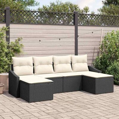vidaXL Garten Essgruppe 6 stk. Schwarz und Creme Poly-Rattan Schwarz vidaXL Garten Essgruppe 6 stk. Schwarz und Creme Poly-Rattan Schwarz