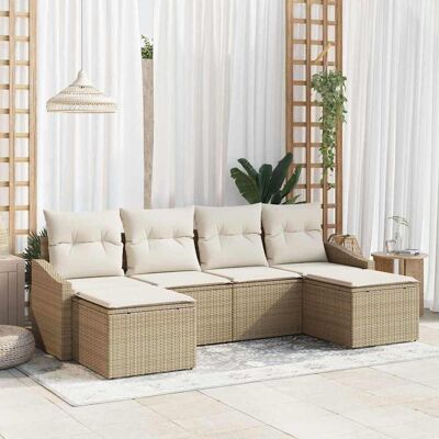 vidaXL Garten Essgruppe 6 stk. Beige und Creme Poly-Rattan Beige vidaXL Garten Essgruppe 6 stk. Beige und Creme Poly-Rattan Beige