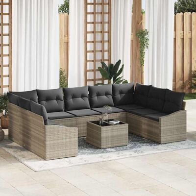 vidaXL Gartensofa-set mit Speicher Hellgrau Poly-Rattan Hellgrau vidaXL Gartensofa-set mit Speicher Hellgrau Poly-Rattan Hellgrau