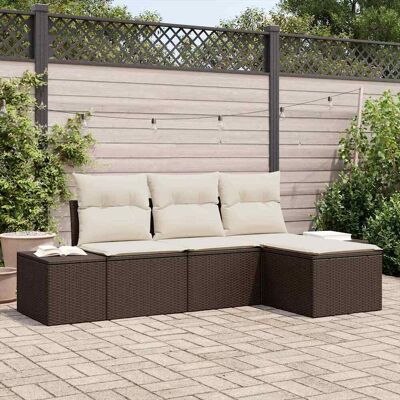 VidaXL Gartensofaset - Modular 4-teilig Braun & Weiß VidaXL Gartensofaset - Modular 4-teilig Braun & Weiß
