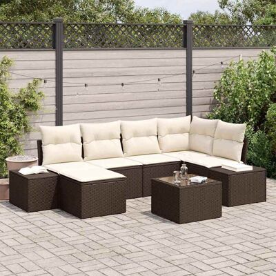 vidaXL Garten-Sofa-Set mit Kissen 6 pcs Braun und Creme Poly-Rattan Braun vidaXL Garten-Sofa-Set mit Kissen 6 pcs Braun und Creme Poly-Rattan Braun