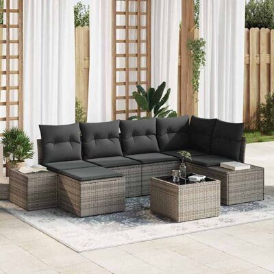 vidaXL Garten-Sofa-Set 6 Stk. Grau Poly-Rattan Grau vidaXL Garten-Sofa-Set 6 Stk. Grau Poly-Rattan Grau