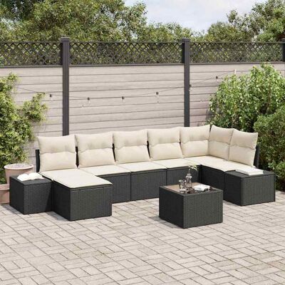 vidaXL Garten-Sofa-Set 7 Stk. Schwarz Poly-Rattan Schwarz vidaXL Garten-Sofa-Set 7 Stk. Schwarz Poly-Rattan Schwarz