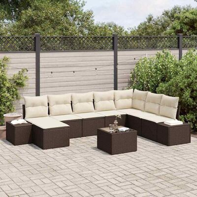 vidaXL Garten-Sofa-Set 8 Stk. Braun und Creme Poly-Rattan Braun vidaXL Garten-Sofa-Set 8 Stk. Braun und Creme Poly-Rattan Braun
