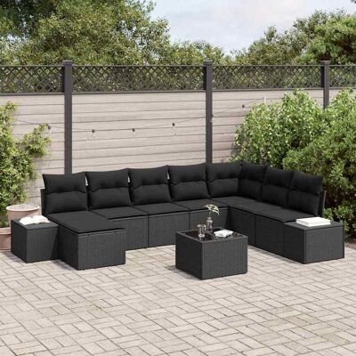vidaXL Garten-Sofa-Set 8 Stk. Schwarz Poly-Rattan Schwarz vidaXL Garten-Sofa-Set 8 Stk. Schwarz Poly-Rattan Schwarz