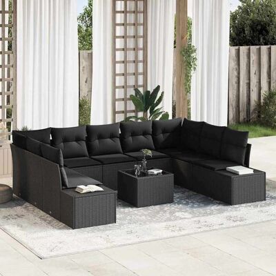 vidaXL Gartensofa-set 9 stk. 8-Sitzanzahl Schwarz Polyrattan Schwarz vidaXL Gartensofa-set 9 stk. 8-Sitzanzahl Schwarz Polyrattan Schwarz