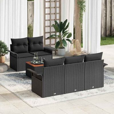 vidaXL Gartensofa-set mit Speicher 6 pcs Schwarz Poly-Rattan Schwarz vidaXL Gartensofa-set mit Speicher 6 pcs Schwarz Poly-Rattan Schwarz