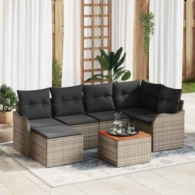 vidaXL Gartensofa-set 7 stk. Grau Poly-Rattan Grau vidaXL Gartensofa-set 7 stk. Grau Poly-Rattan Grau