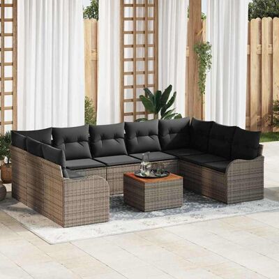 vidaXL Gartensofa-set 10 stk. Grau Poly-Rattan Grau vidaXL Gartensofa-set 10 stk. Grau Poly-Rattan Grau