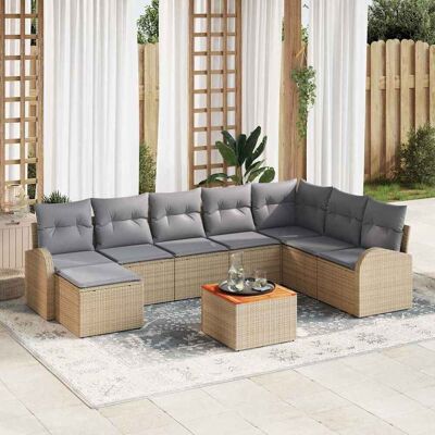 vidaXL Gartensofa-set 9 Stk. Beige und Hellgrau Poly-Rattan Beige vidaXL Gartensofa-set 9 Stk. Beige und Hellgrau Poly-Rattan Beige
