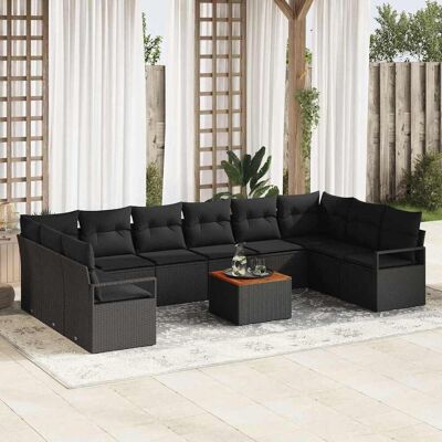 vidaXL Gartensofa-set mit Speicher 11 pcs Schwarz Poly-Rattan Schwarz vidaXL Gartensofa-set mit Speicher 11 pcs Schwarz Poly-Rattan Schwarz