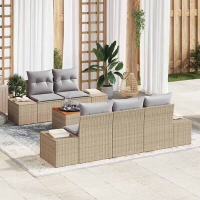 vidaXL Gartensofa-set 6 Stk. Beige und Hellgrau Poly-Rattan Beige vidaXL Gartensofa-set 6 Stk. Beige und Hellgrau Poly-Rattan Beige
