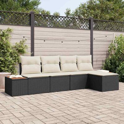 vidaXL Gartensofa-set 6 stk. 5-Sitzanzahl Schwarz und Creme Polyrattan Schwarz vidaXL Gartensofa-set 6 stk. 5-Sitzanzahl Schwarz und Creme Polyrattan Schwarz