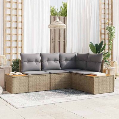 vidaXL Gartensofa-set 4 stk. 4-Sitzanzahl Beige und Hellgrau Beige vidaXL Gartensofa-set 4 stk. 4-Sitzanzahl Beige und Hellgrau Beige