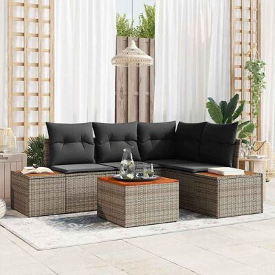 vidaXL Gartensofa-set mit Kissen mit Speicher 4 pcs Grau Polyrattan Grau vidaXL Gartensofa-set mit Kissen mit Speicher 4 pcs Grau Polyrattan Grau