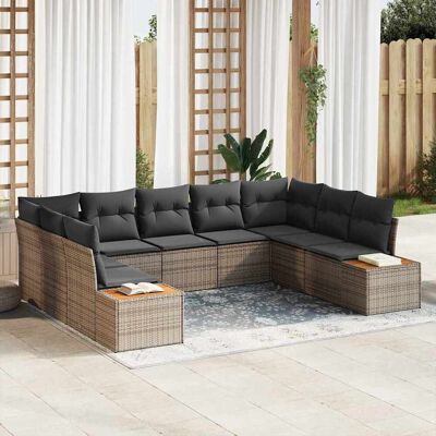 vidaXL Gartensofa-set mit Kissen mit Speicher 5 pcs Grau Polyrattan Grau vidaXL Gartensofa-set mit Kissen mit Speicher 5 pcs Grau Polyrattan Grau
