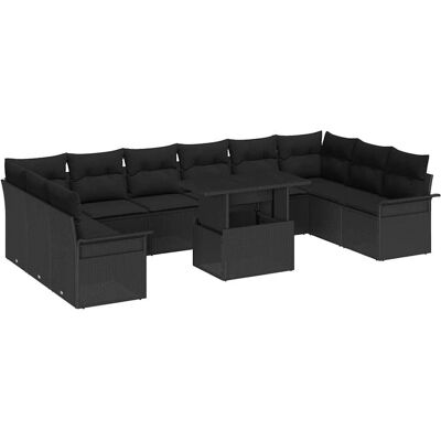 vidaXL Gartensofa-set 11 stk. Schwarz Poly Rattan Schwarz vidaXL Gartensofa-set 11 stk. Schwarz Poly Rattan Schwarz