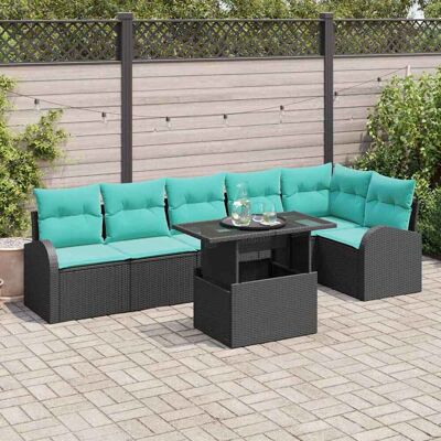 vidaXL Gartensofa-set 7 Stk. Schwarz Poly Rattan Schwarz vidaXL Gartensofa-set 7 Stk. Schwarz Poly Rattan Schwarz
