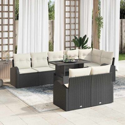 vidaXL Gartensofa-set 9 Stk. Schwarz Poly Rattan Schwarz vidaXL Gartensofa-set 9 Stk. Schwarz Poly Rattan Schwarz